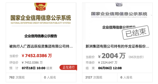 传金所 无人竞拍！华龙证券7452万元股权拍卖遇冷